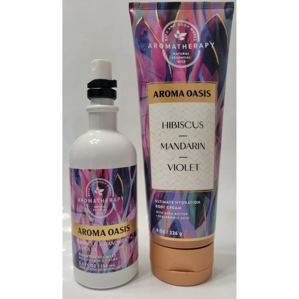 Bath and Body Works Aroma Oasis Hibiscus + Mandarin + Violet Set